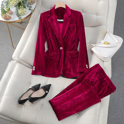 Women's Velvet Jacket And Trousers - Vonnera