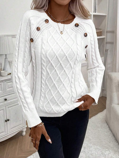 Women's Blouse Button Front Decorative Details - Vonnera