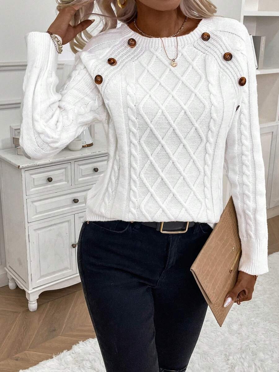 Women's Cable Round Neck Sweater
