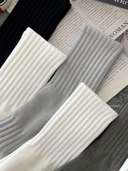 Women's Ribbed Crew Socks Ruffled Edge