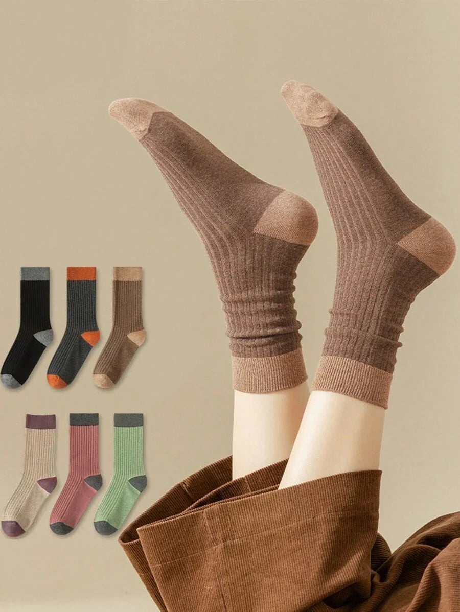 Women's Ribbed Crew Socks Ruffled Edge