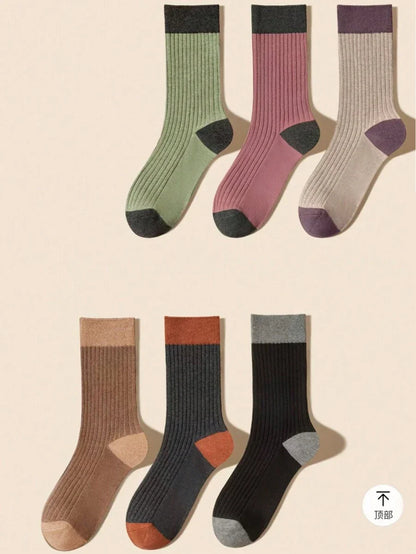Women's Ribbed Crew Socks Ruffled Edge