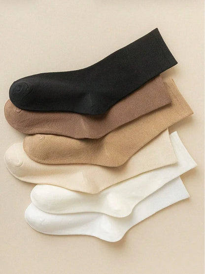 Women's Ribbed Crew Socks Ruffled Edge