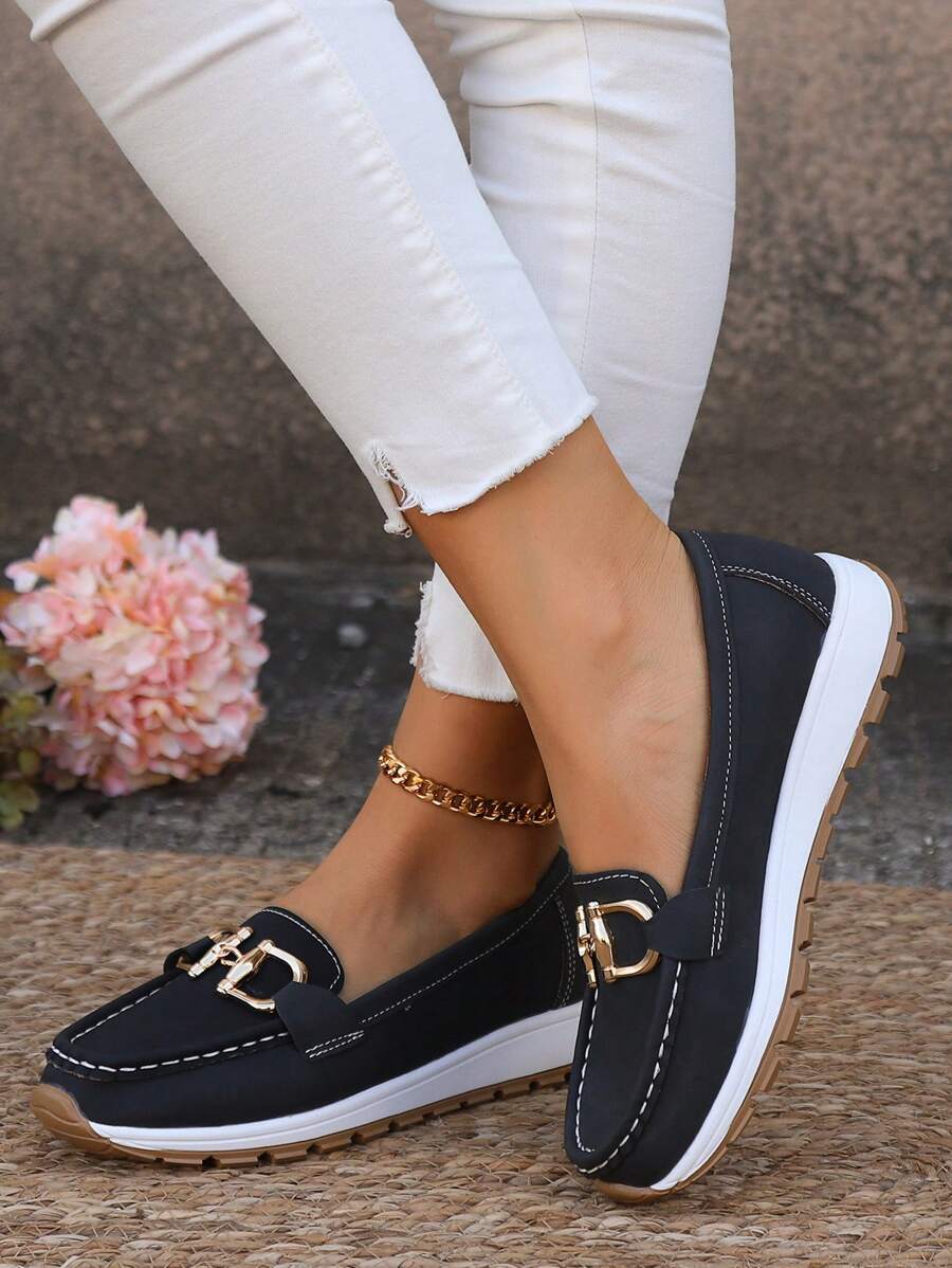Hazzie | Women's Chain Bit Slip-On Loafers Casual Flat Shoes
