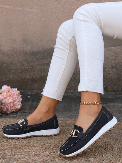 Hazzie Women's Slip-On Loafers Flat Leather Shoes