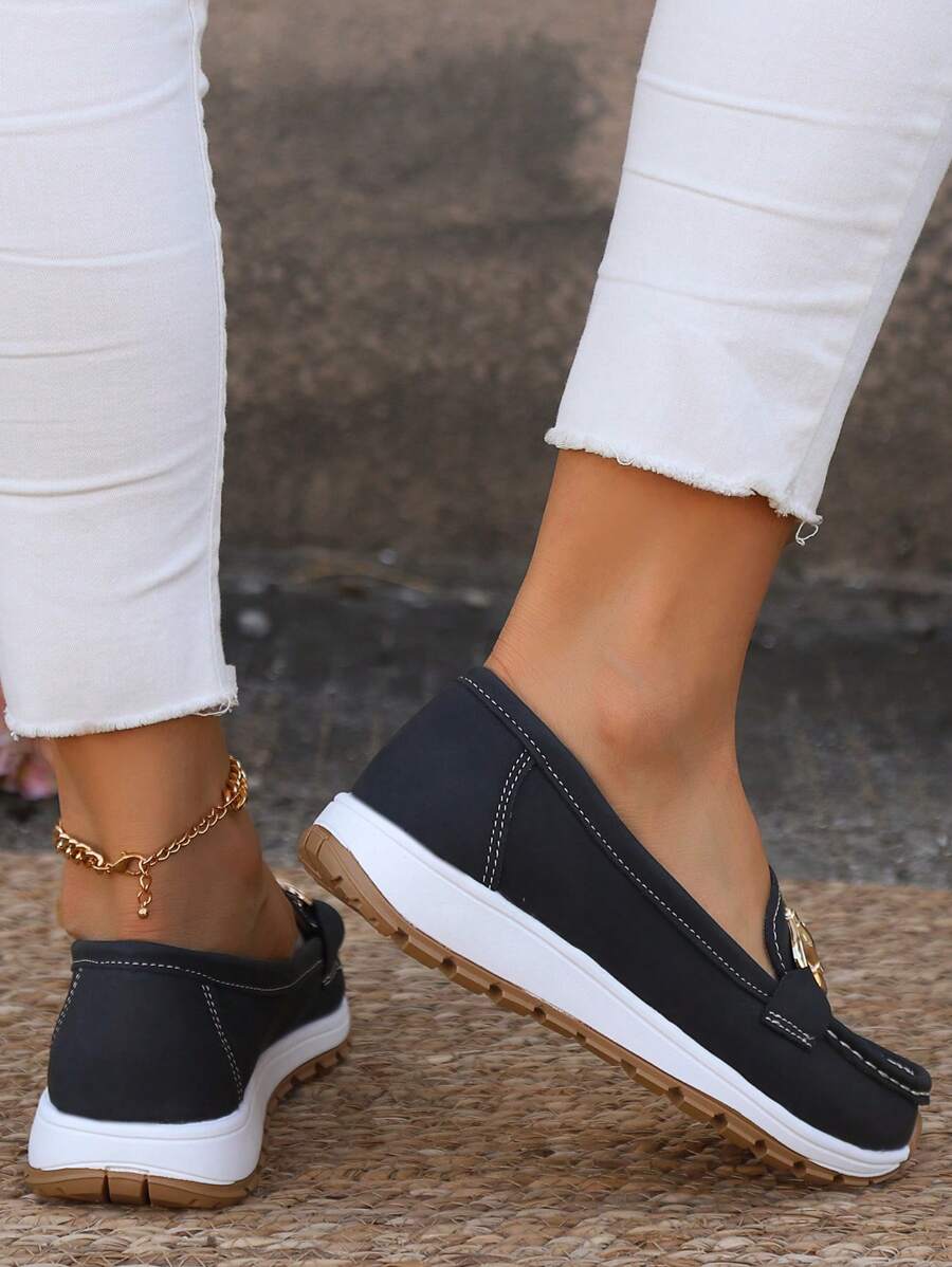 Hazzie | Women's Chain Bit Slip-On Loafers Casual Flat Shoes