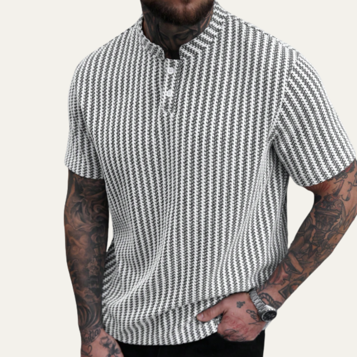 Men's Textured Polo Shirt Summer Casual