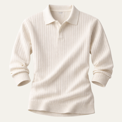 Men's V Neck Jacquard Knit Polo Shirt - Vonnera
