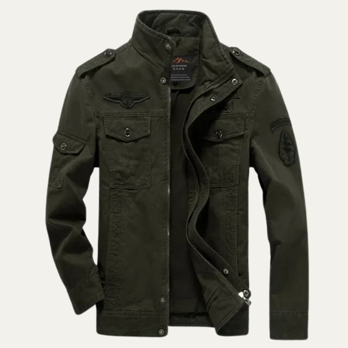 Men's Military Jacket Stand Collar Multiple Pockets - Vonnera