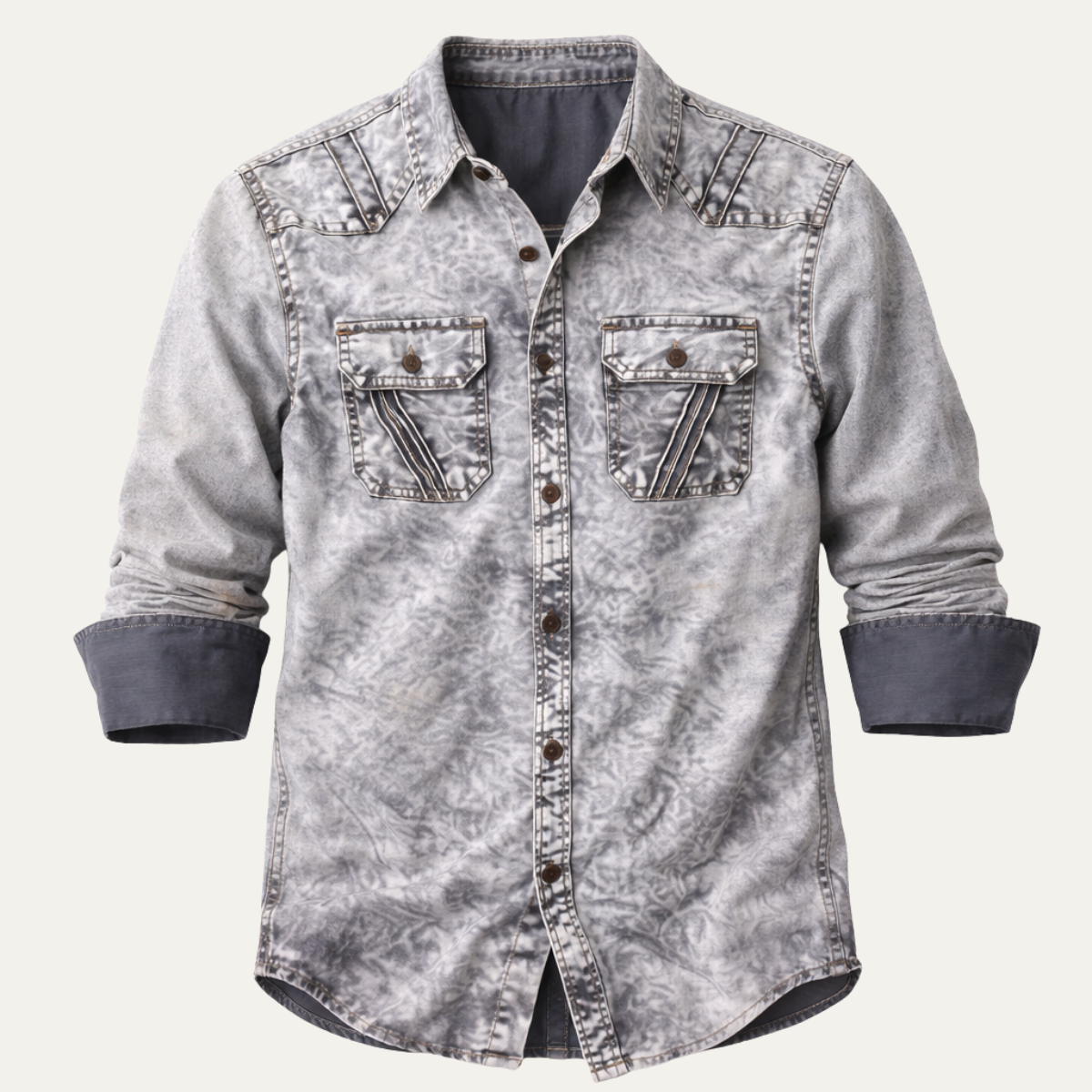 Men's Vintage Tie Dye Denim Shirt Light Grey - Vonnera