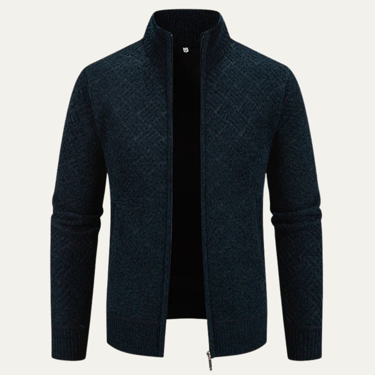 Men's Knit Jacket Diamond Pattern Stand Collar