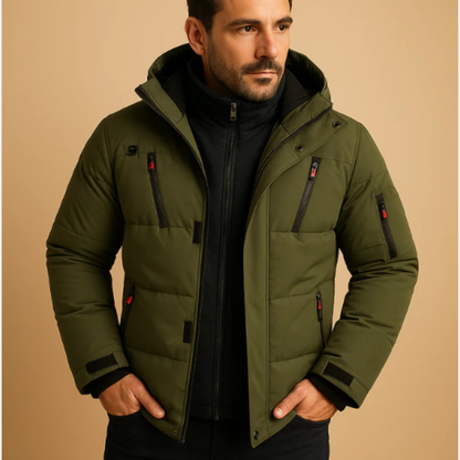 Men's Waterproof Puffer Jacket With Hood