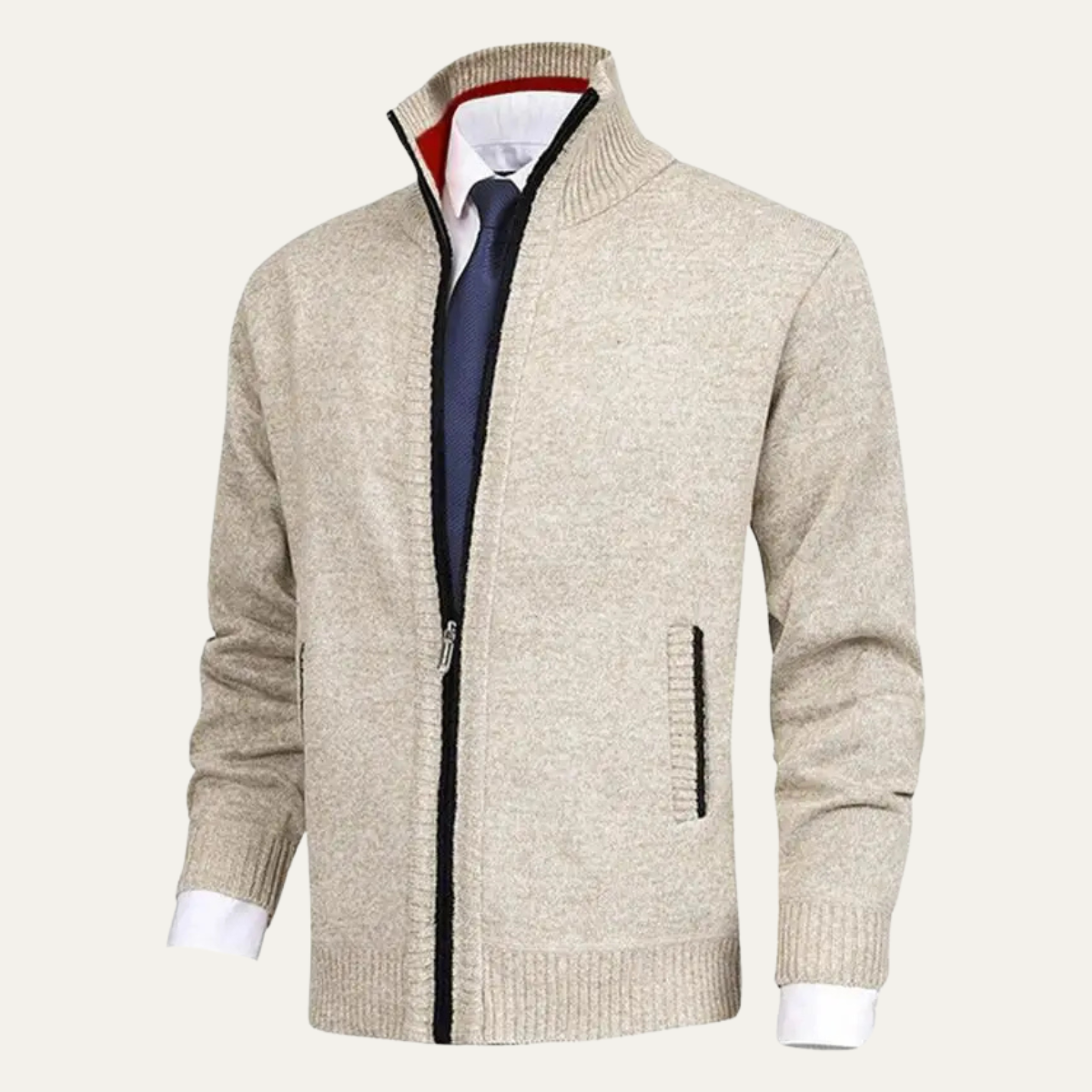 Men's Thick Knitted Fleece Full Zip Cardigan