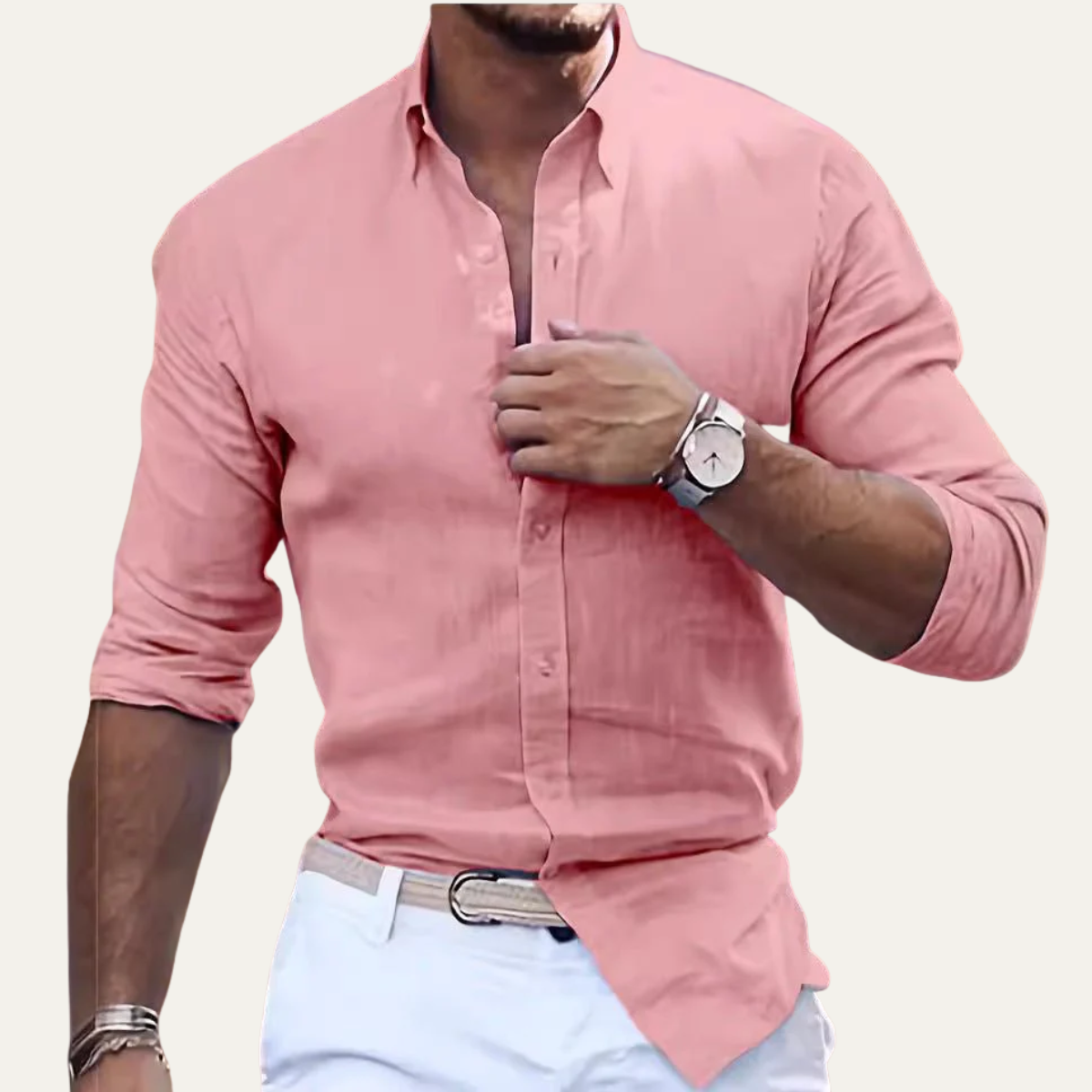 Men's Cotton Linen Button Up Beach Shirt