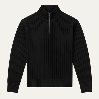 Men's Ribbed Half Zip Sweater Black - Vonnera