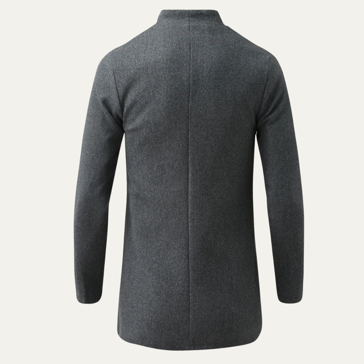Men's Wool Blend Trench Coat Single Breasted Charcoal