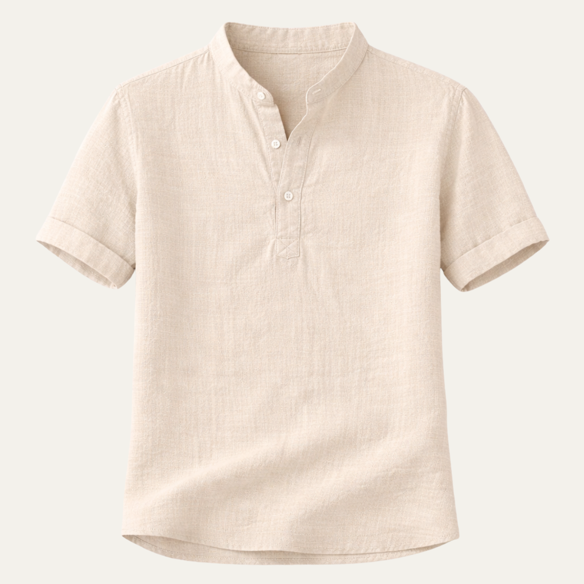 Mens Linen Button Up Shirt Lightweight Beige - Vonnera