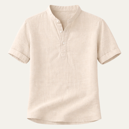 Mens Linen Button Up Shirt Lightweight Beige - Vonnera