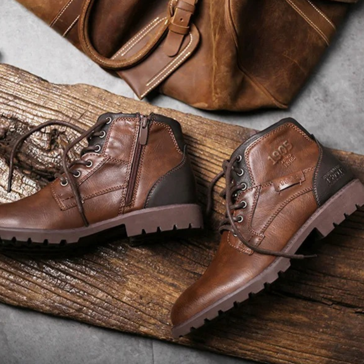 Stanhope Men's Ankle Biker Boots Durable Leather