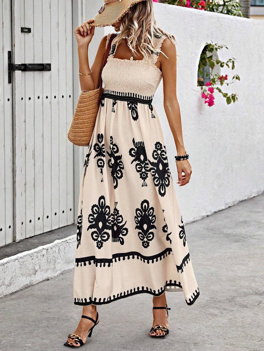 Catalina | Women's Square Neck Flowy Sleeveless Printed Dress Beach Vacation