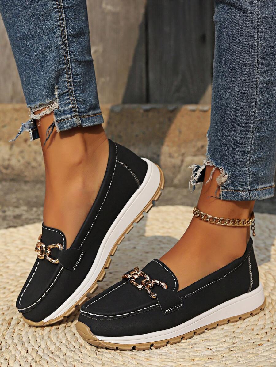 Hazzie Women's Slip-On Loafers Flat Leather Shoes - Vonnera