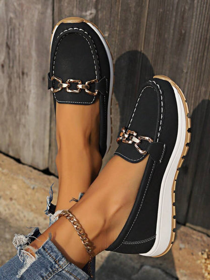 Hazzie Women's Slip-On Loafers Flat Leather Shoes