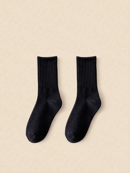 Women's Ribbed Crew Socks Ruffled Edge