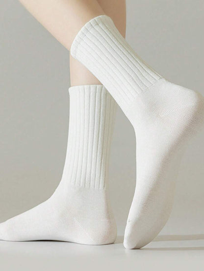 Women's Ribbed Crew Socks Ruffled Edge