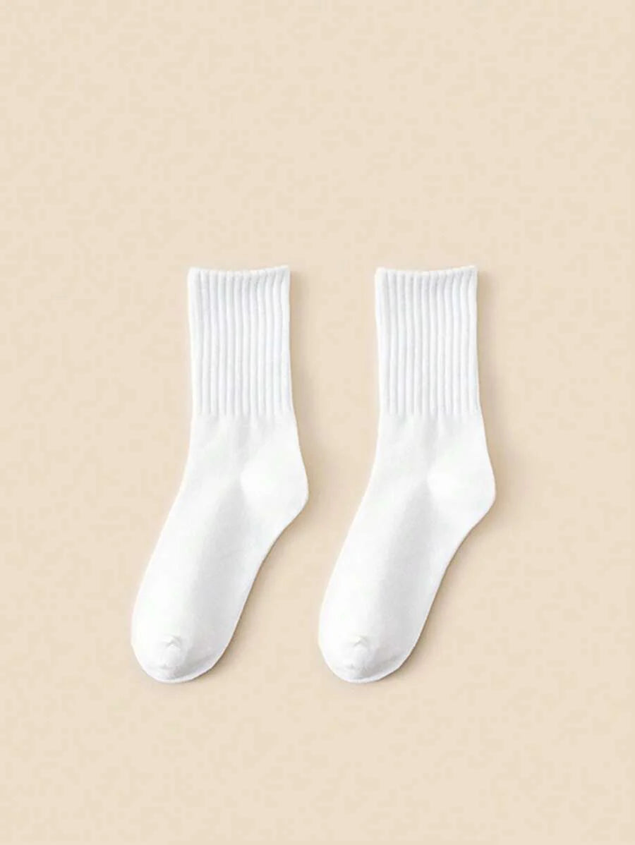 Women's Ribbed Crew Socks Ruffled Edge