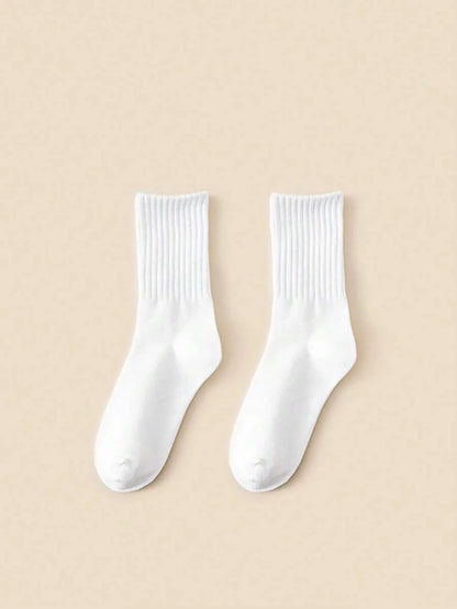Women's Ribbed Crew Socks Ruffled Edge