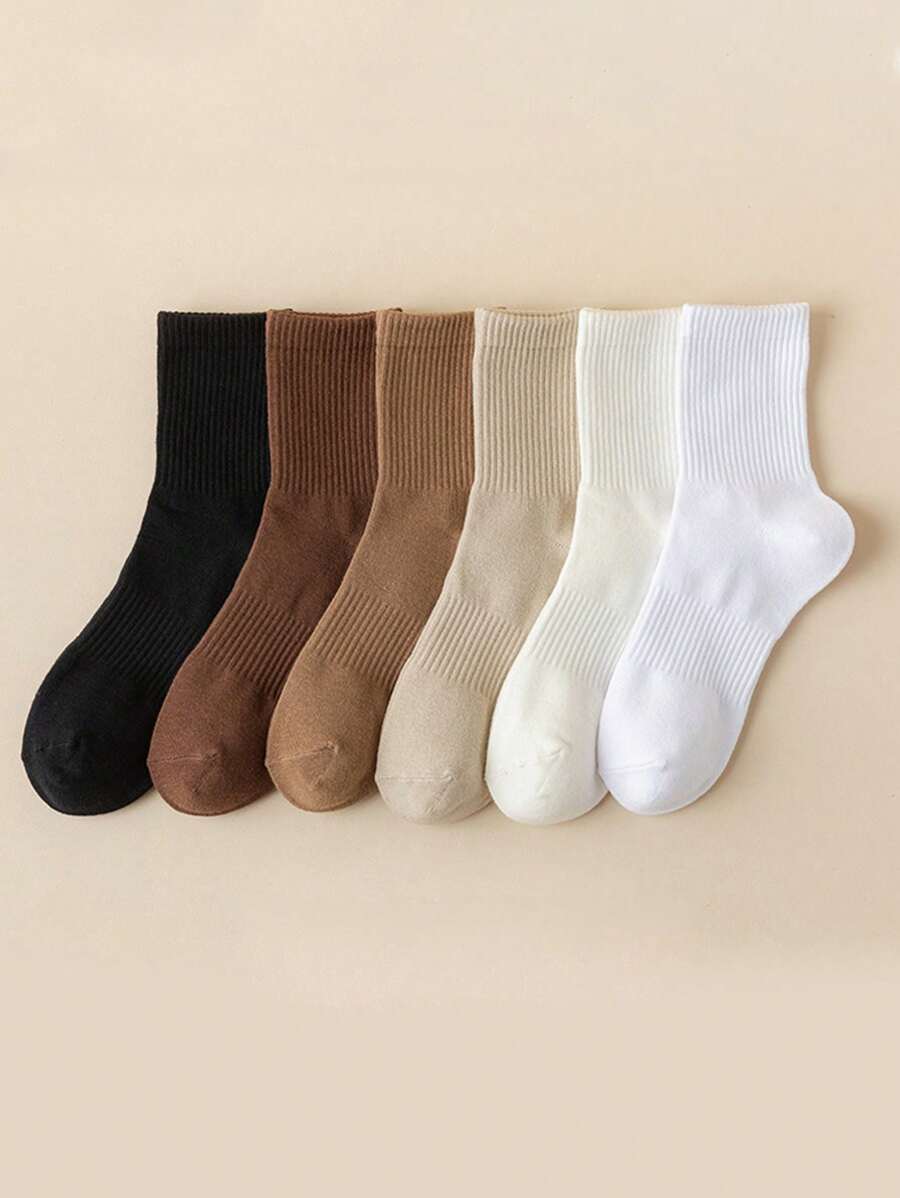 Women's Ribbed Crew Socks Ruffled Edge