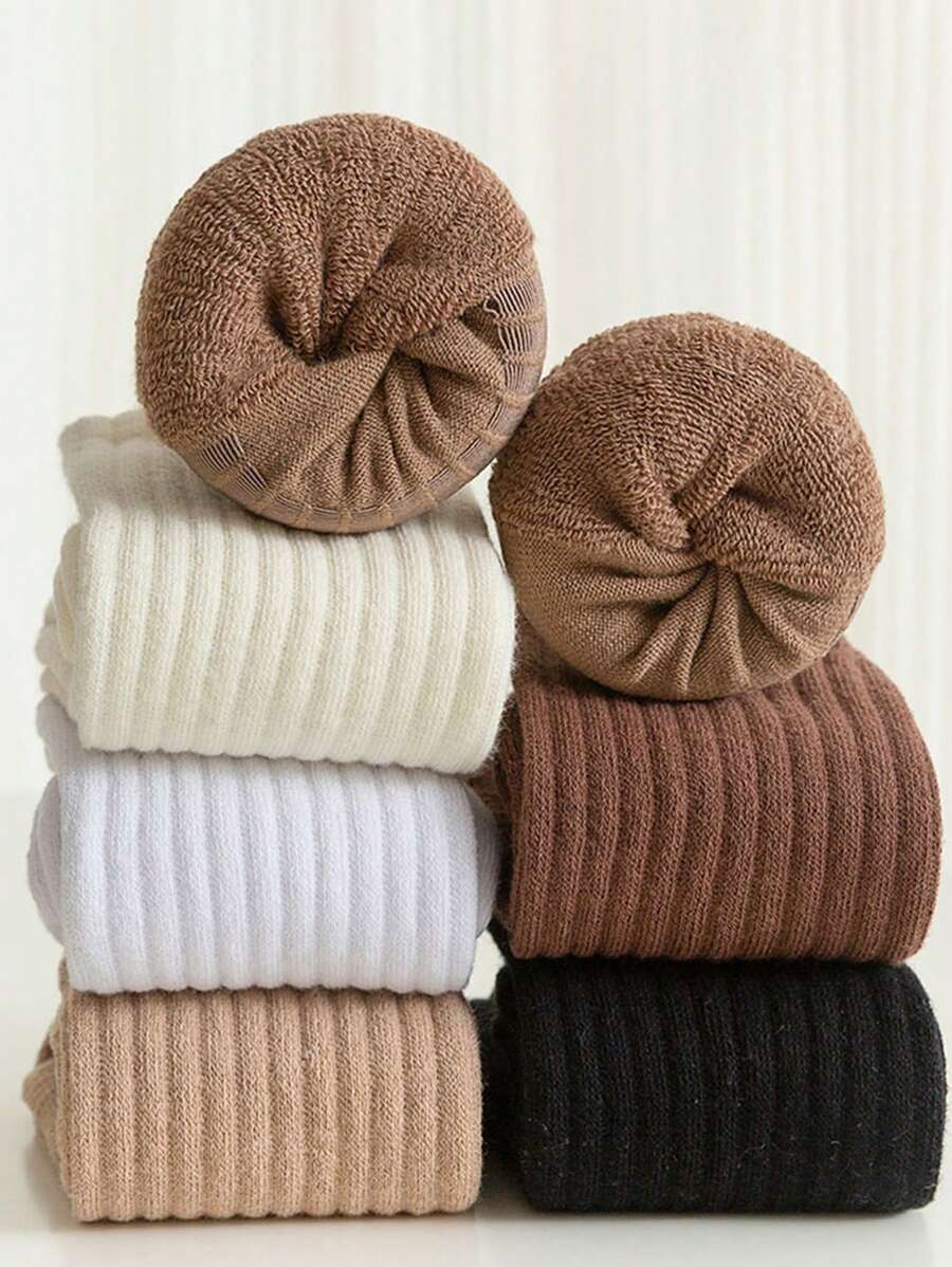 Women's Ribbed Crew Socks Ruffled Edge
