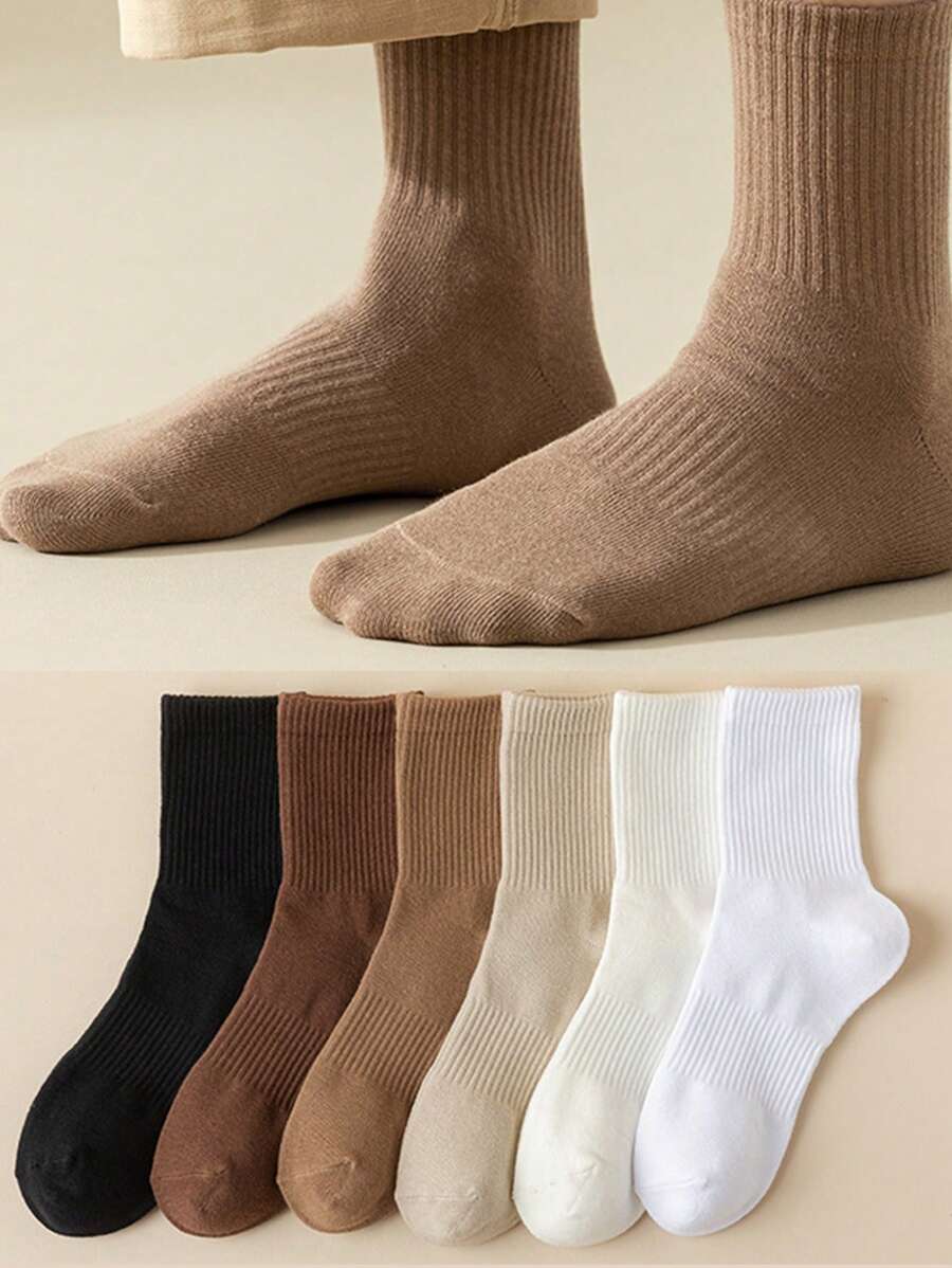 Women's Ribbed Crew Socks Ruffled Edge