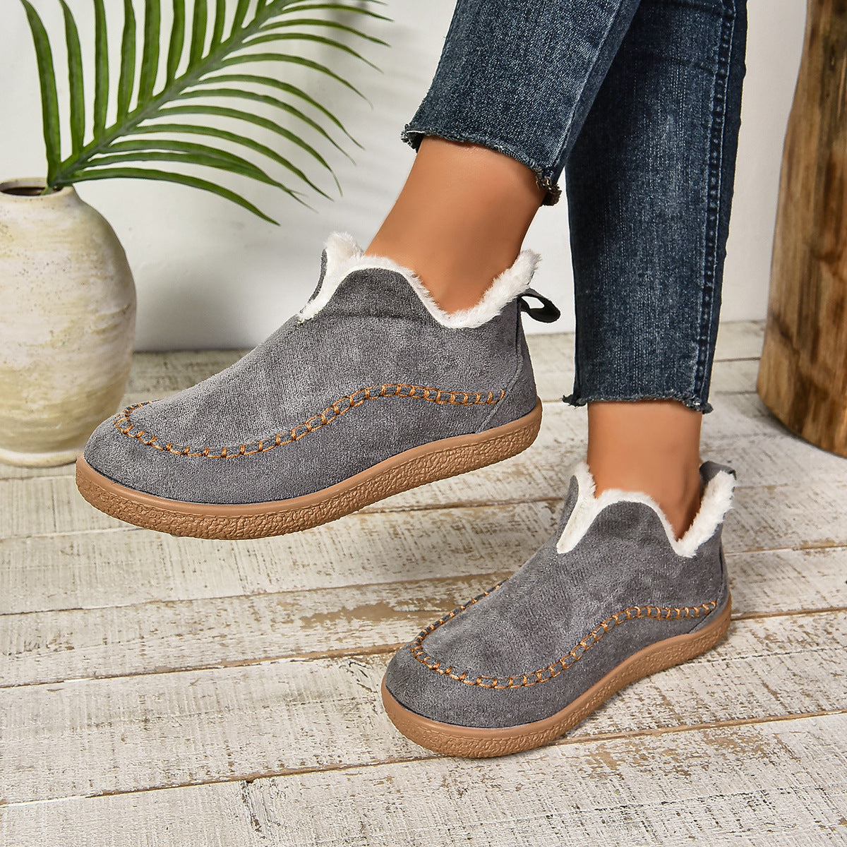 Women's Fur Lined Ankle Boots Anti-Slip Thick Sole