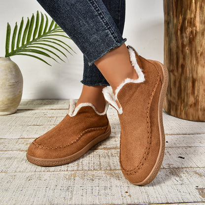 Women's Fur Lined Ankle Boots Anti-Slip Thick Sole - Vonnera
