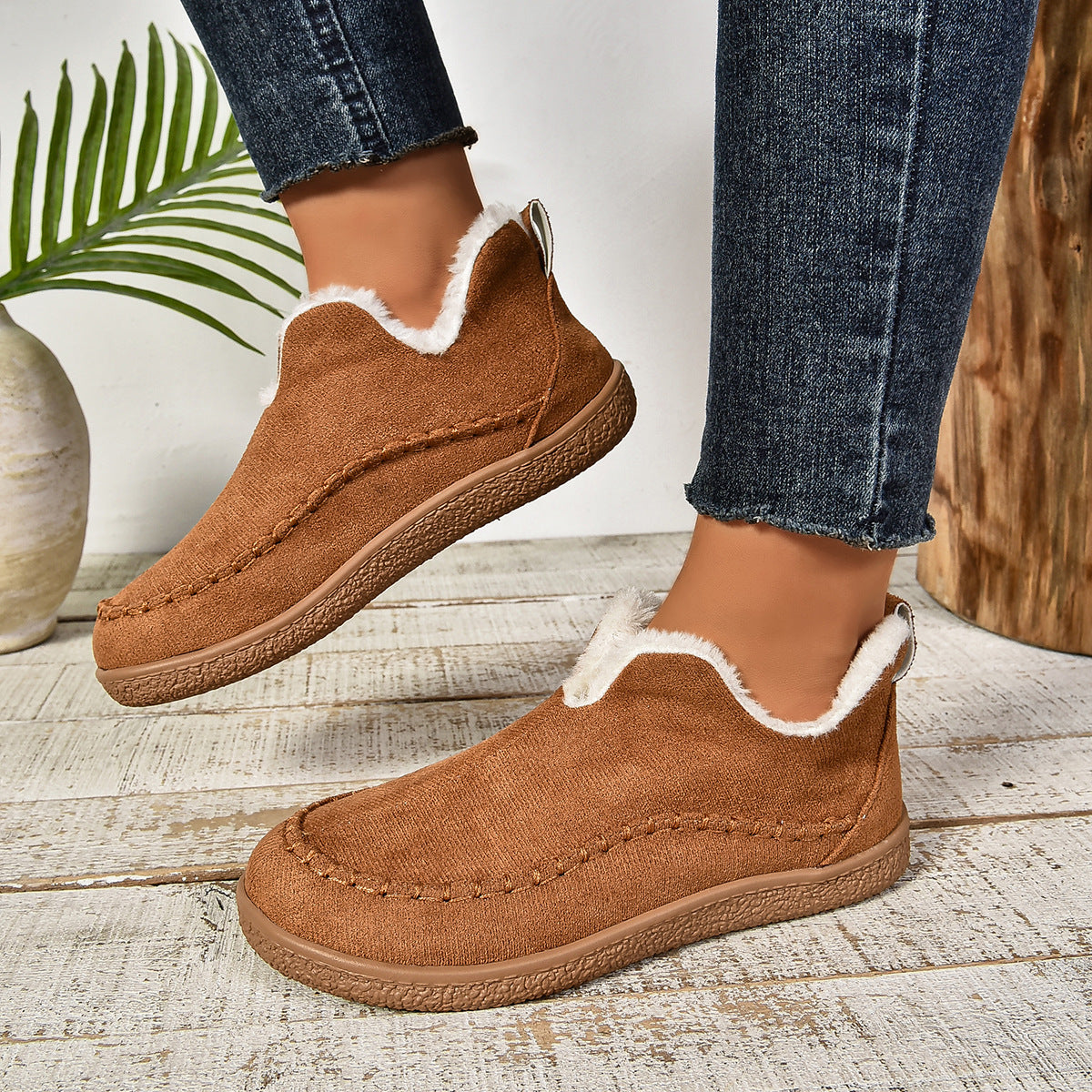 Women's Fur Lined Ankle Boots Anti-Slip Thick Sole