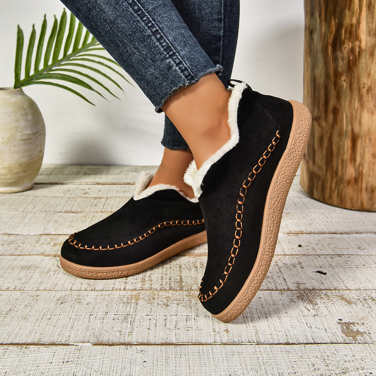 Women's Fur Lined Ankle Boots Anti-Slip Thick Sole