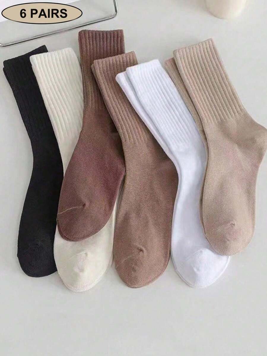 Women's Ribbed Crew Socks Ruffled Edge