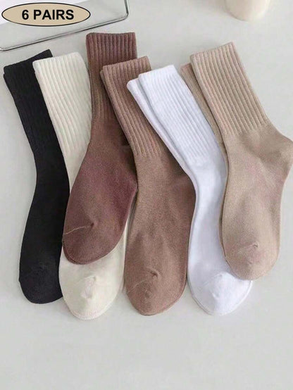 Women's Ribbed Crew Socks Ruffled Edge