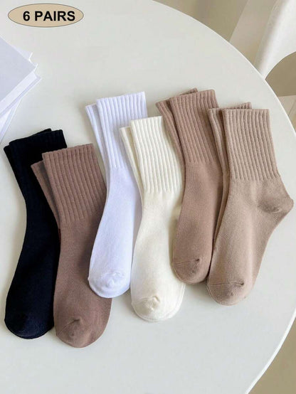 Women's Ribbed Crew Socks Ruffled Edge