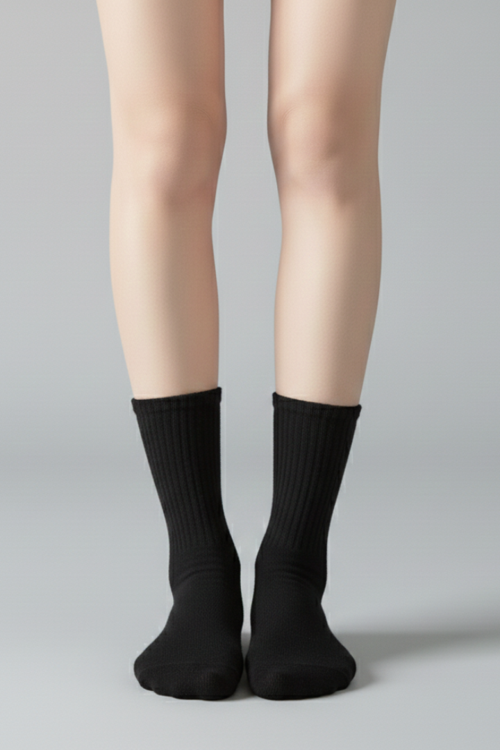 Women's Ribbed Crew Socks Ruffled Edge