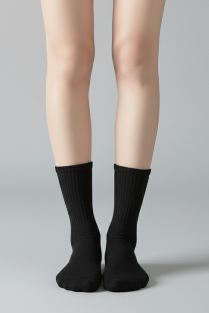 Women's Ribbed Crew Socks Ruffled Edge