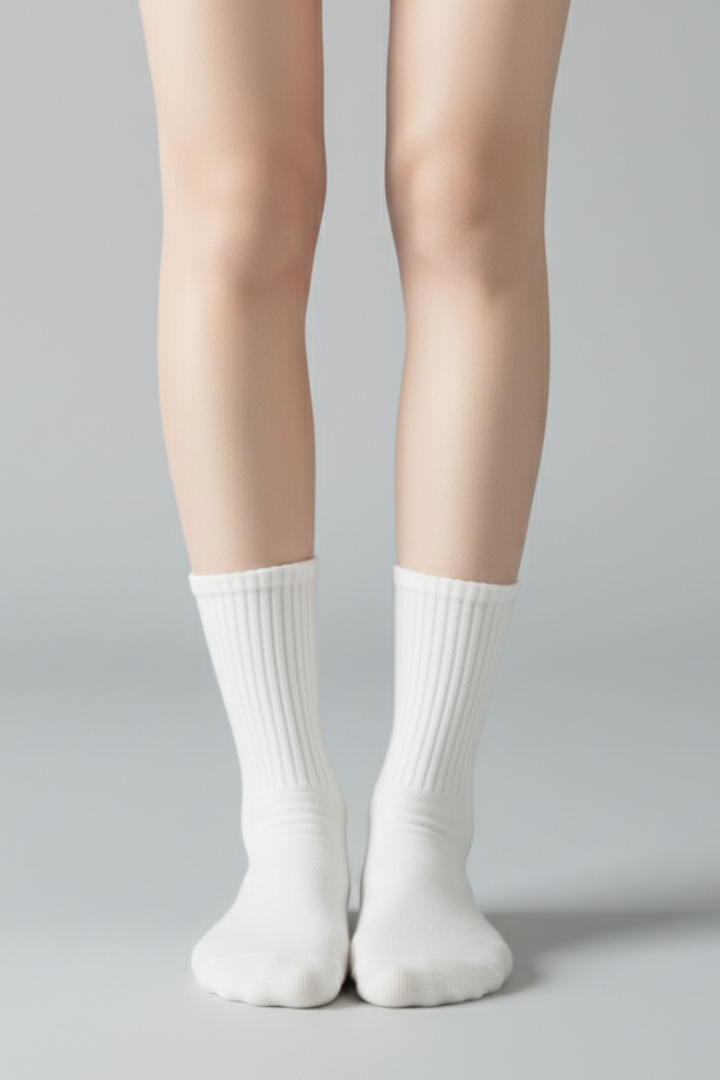 Women's Ribbed Crew Socks Ruffled Edge