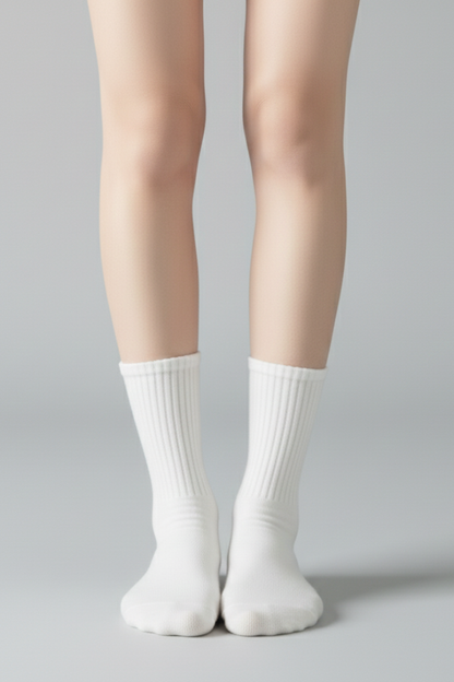 Women's Ribbed Crew Socks Ruffled Edge