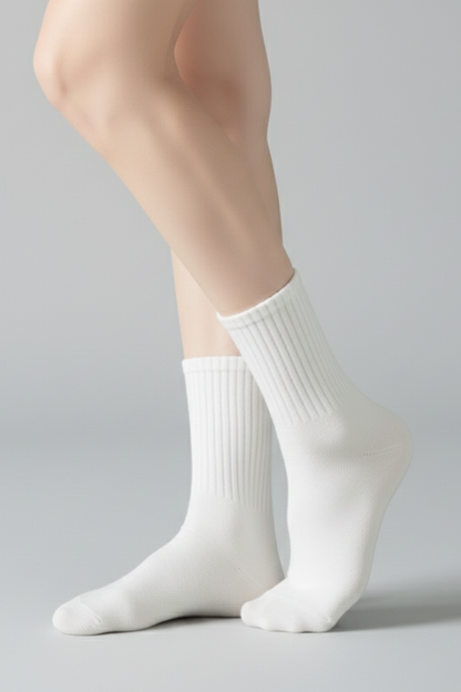 Women's Ribbed Crew Socks Ruffled Edge