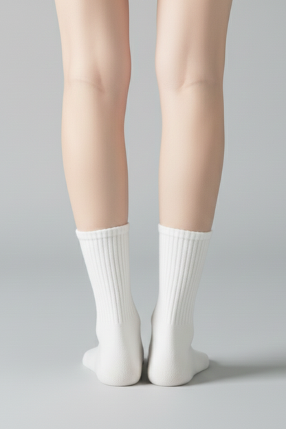 Women's Ribbed Crew Socks Ruffled Edge