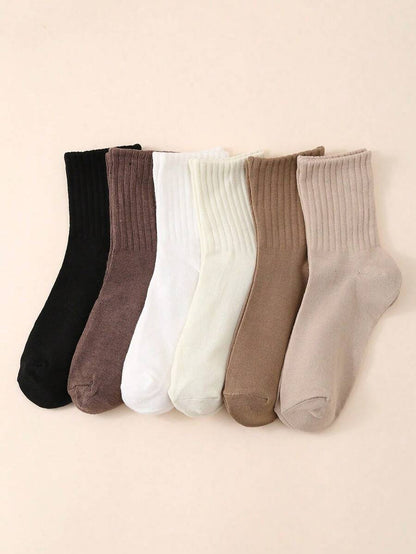 Women's Ribbed Crew Socks Ruffled Edge