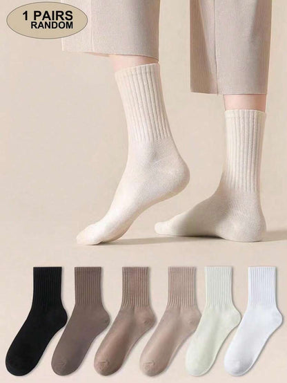 Women's Ribbed Crew Socks Ruffled Edge