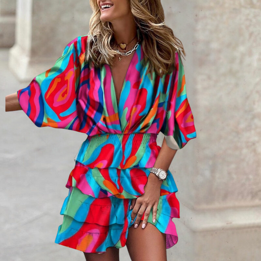 Dawn | Women's Tummy Control Colorful Draped Dress