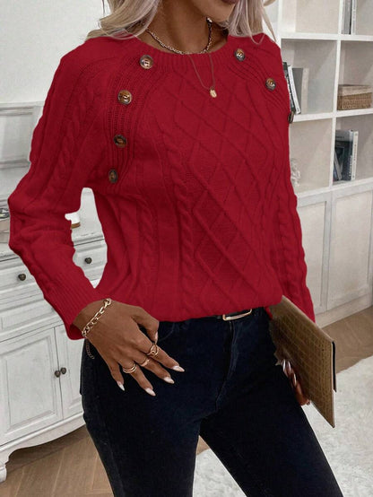 Women's Blouse Button Front Decorative Details